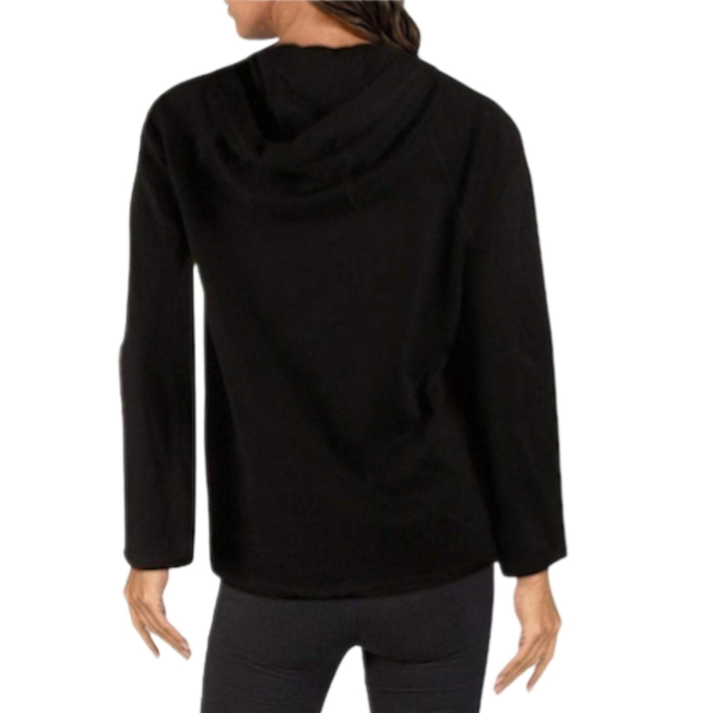 Calvin Klein Womens CowI Neck Velour Terry Mix Hoodie, Black, Size Small - Picture 2 of 4